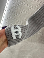 Knitted patchwork collared fur coat.