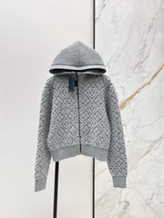 Jacquard Wool Hooded Jacket