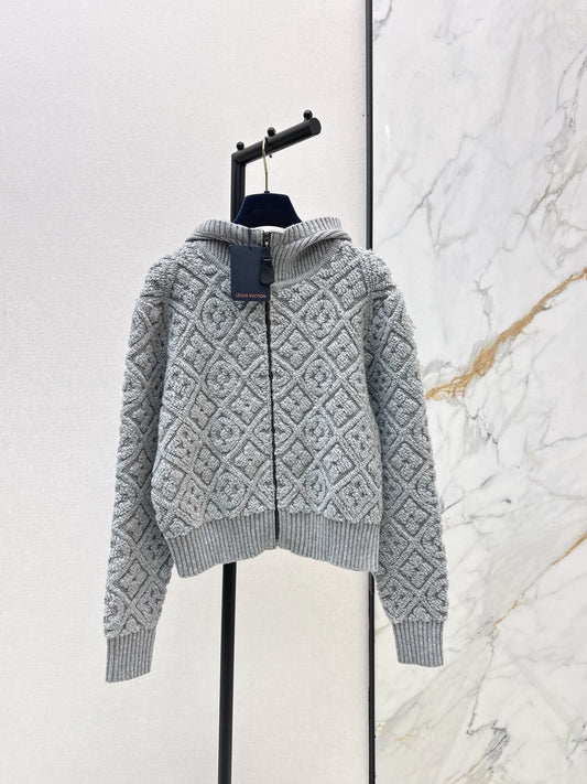 Jacquard Wool Hooded Jacket
