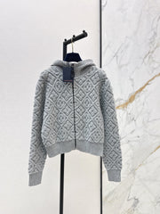 Jacquard Wool Hooded Jacket