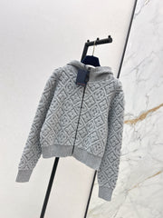 Jacquard Wool Hooded Jacket