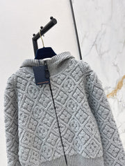 Jacquard Wool Hooded Jacket