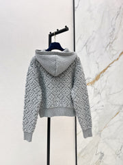 Jacquard Wool Hooded Jacket