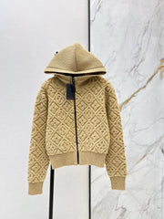 Jacquard Wool Hooded Jacket