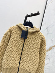 Jacquard Wool Hooded Jacket