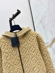 Jacquard Wool Hooded Jacket