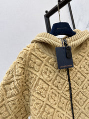 Jacquard Wool Hooded Jacket