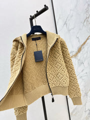 Jacquard Wool Hooded Jacket