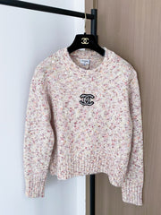 Floral white peach sweater