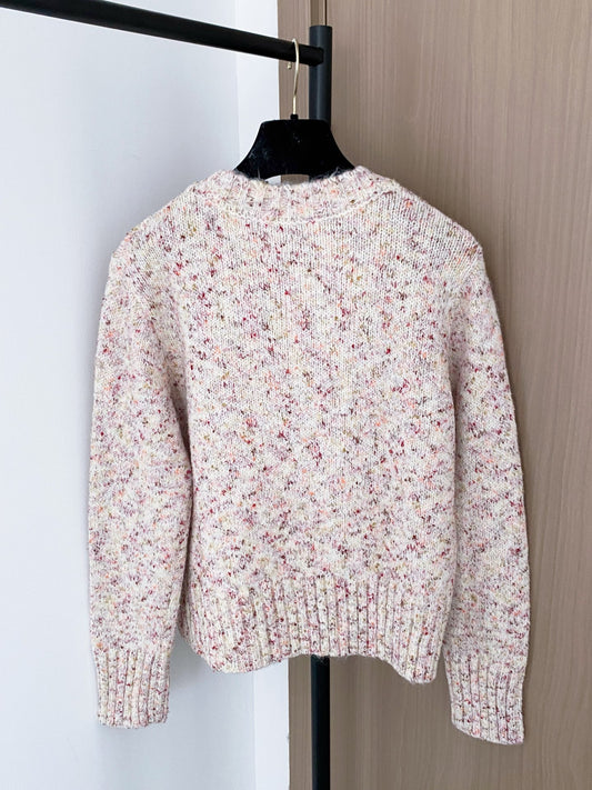 Floral white peach sweater