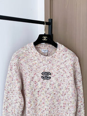 Floral white peach sweater