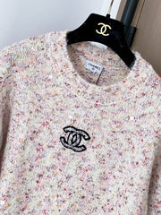 Floral white peach sweater