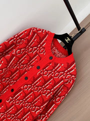 Red all-over print cardigan