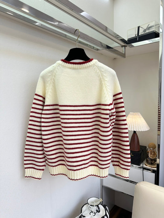 Color-blocked striped knit cardigan