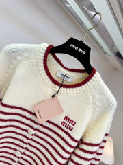 Color-blocked striped knit cardigan