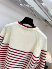 Color-blocked striped knit cardigan