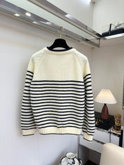 Color-blocked striped knit cardigan