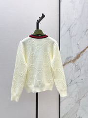 Color-blocked ribbed V-neck cardigan