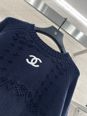 Embroidered Crochet Knit Pullover Sweater