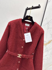 Waist-cinching woven cardigan