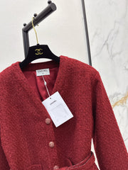 Waist-cinching woven cardigan