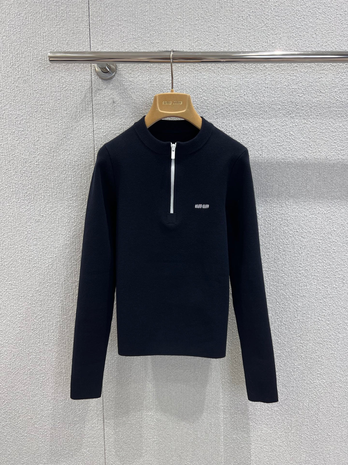 Miniature Logo Wool Half-Zip Knit Sweater