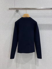 Miniature Logo Wool Half-Zip Knit Sweater