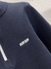 Miniature Logo Wool Half-Zip Knit Sweater