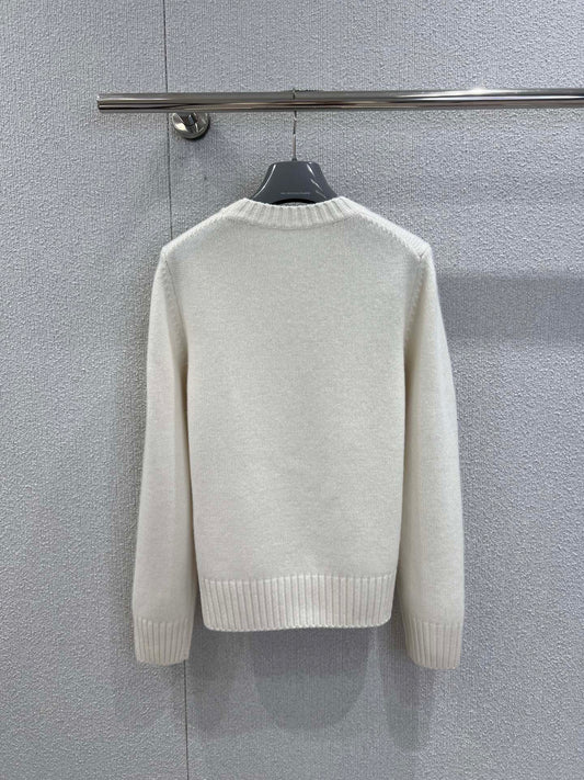 Embossed Letter Embroidery Cashmere Sweater