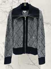 Quilted Sequin-Embellished Collared Jacket