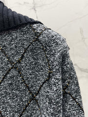 Quilted Sequin-Embellished Collared Jacket