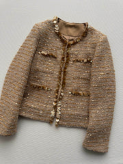 Gold sequined tweed Chanel-style jacket