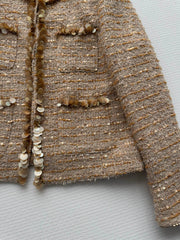 Gold sequined tweed Chanel-style jacket