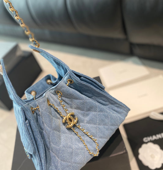 Denim bucket bag