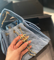 Denim bucket bag
