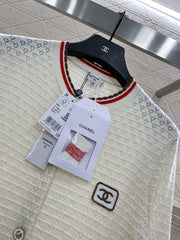 Color-blocked crew neck knitted cardigan