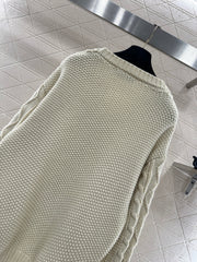 Crocheted drawstring pullover sweater