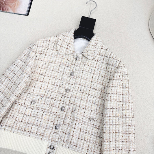 Woven Tweed Collared Coat