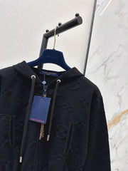 Hooded Zip-Up Jacquard Jacket