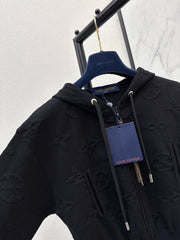 Hooded Zip-Up Jacquard Jacket