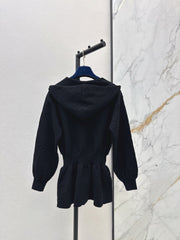 Hooded Zip-Up Jacquard Jacket