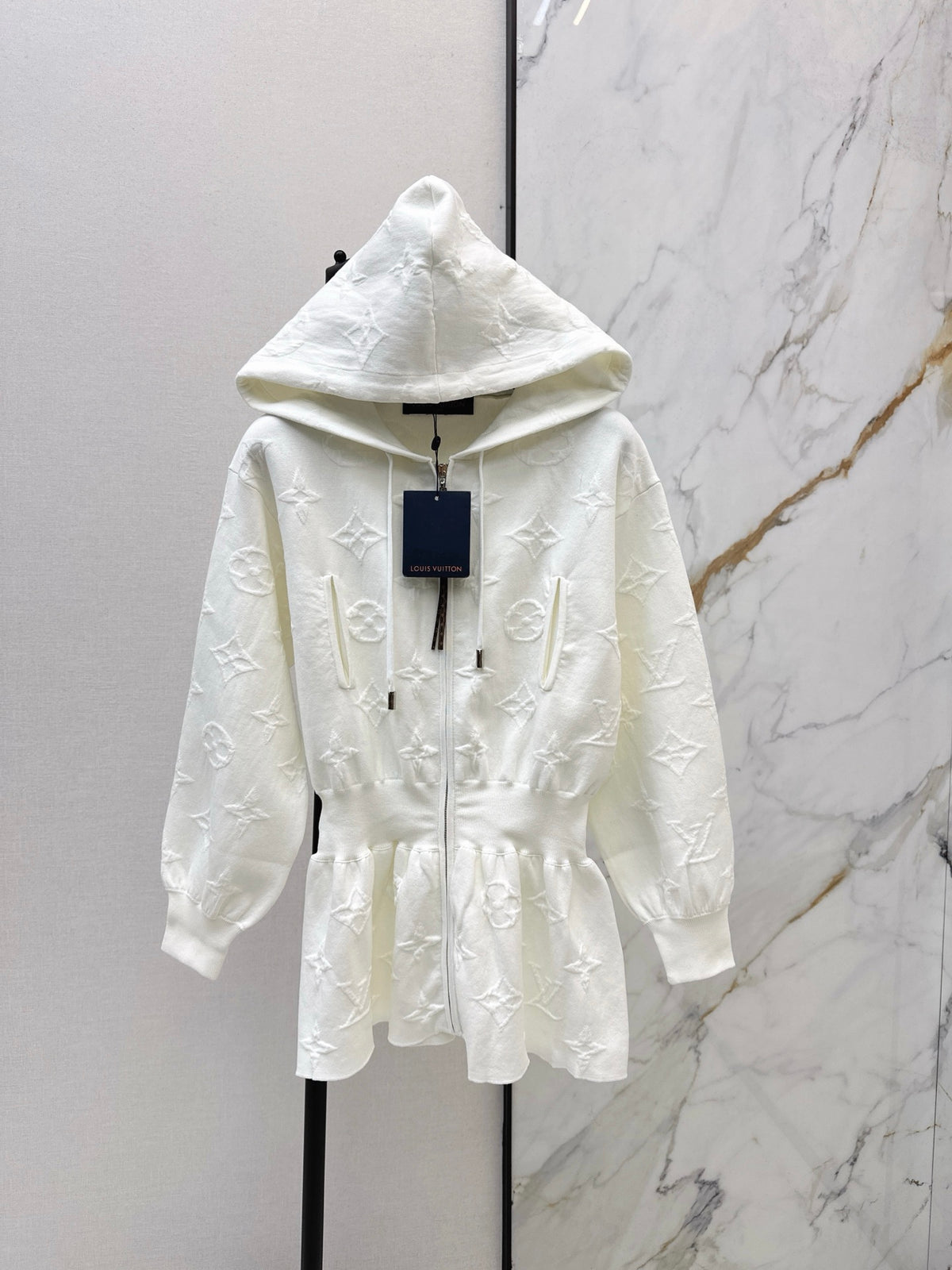 Hooded Zip-Up Jacquard Jacket