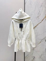Hooded Zip-Up Jacquard Jacket