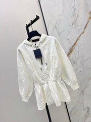 Hooded Zip-Up Jacquard Jacket