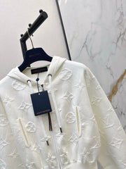 Hooded Zip-Up Jacquard Jacket