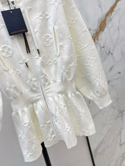 Hooded Zip-Up Jacquard Jacket