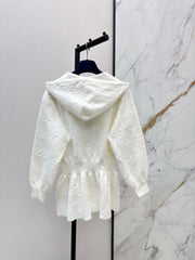 Hooded Zip-Up Jacquard Jacket