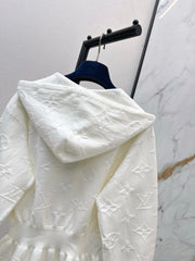 Hooded Zip-Up Jacquard Jacket