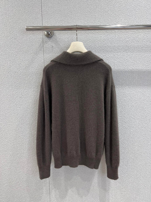 Collared Tie-Neck Knit Sweater