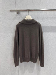 Collared Tie-Neck Knit Sweater